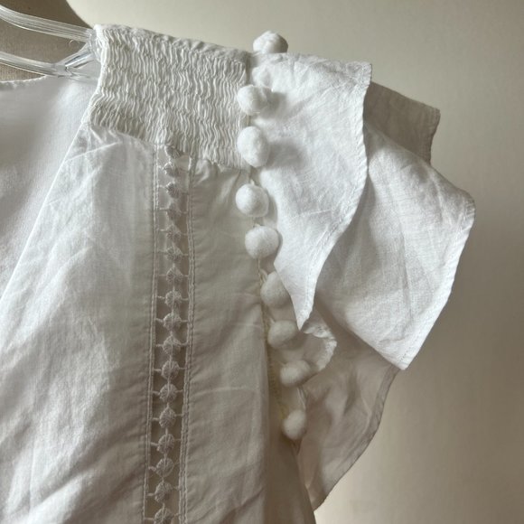 Point Sur white eyelet short sleeve peplum blouse with cap sleeves - Picture 8 of 9